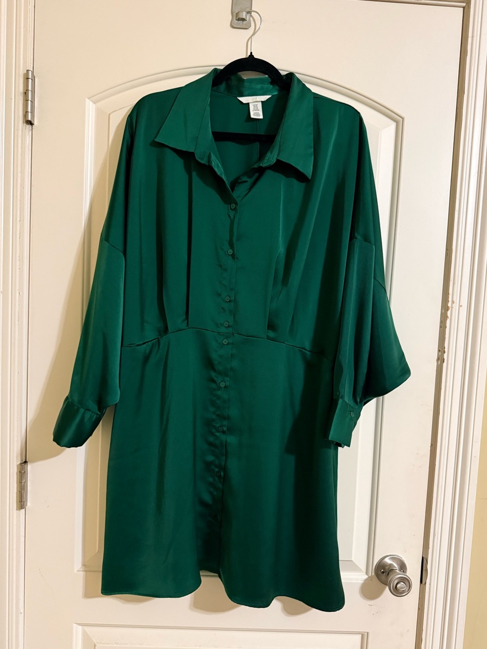 H&M Emerald Green Button-Down Shirt Dress